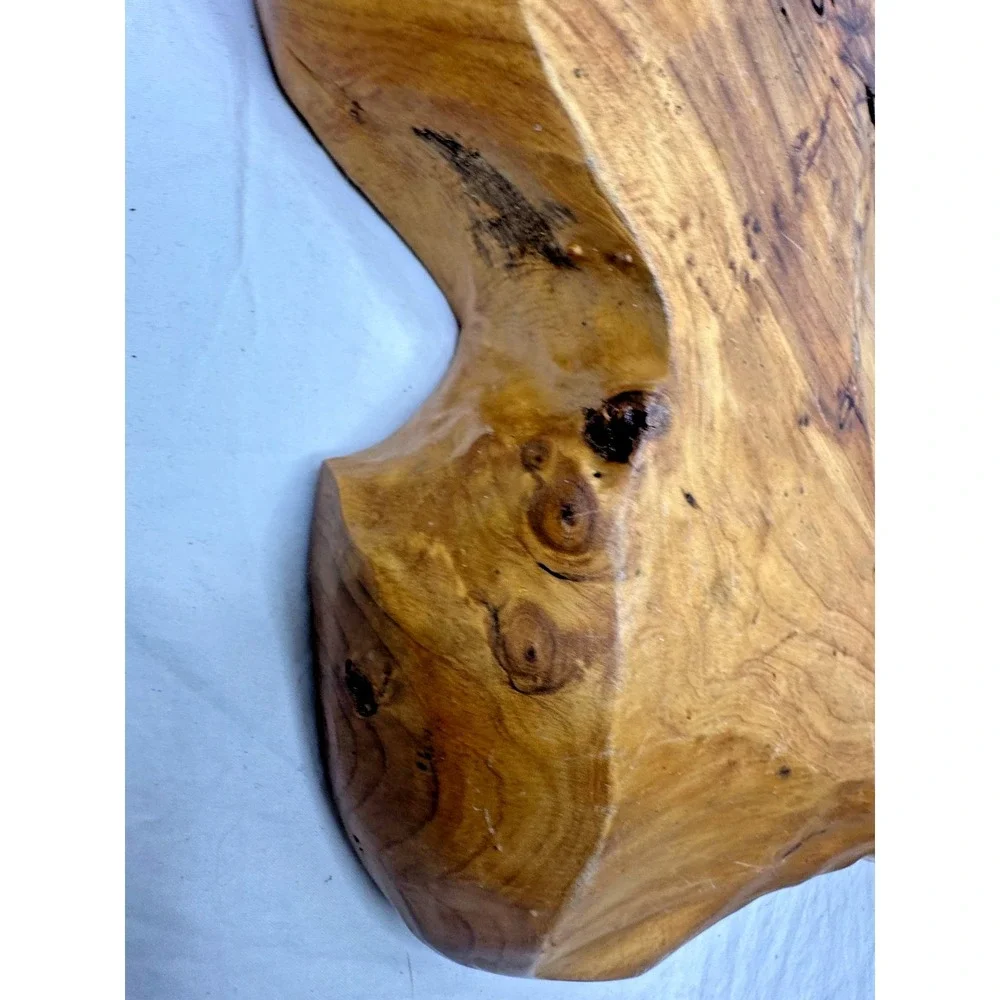 Burl Wood tree Root Bowl Tray Signed COA Free Form Live Edge Lg 10